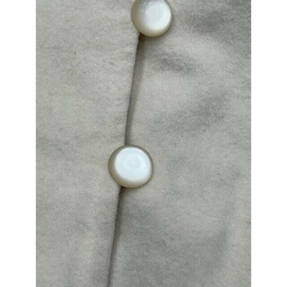 Oscar de la Renta Womens Fleece Jacket Button Down Wool Angora Cream Size 16 - Picture 6 of 16